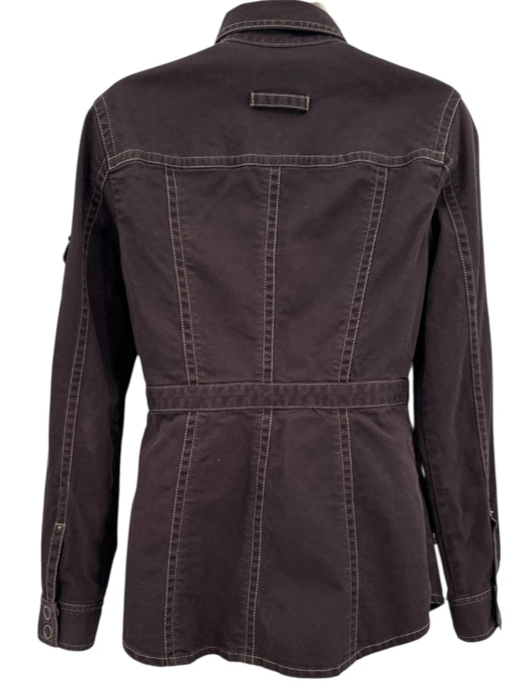 Chaqueta utilitaria CAbi Safari para mujer talla pequeña marrón pana frontal a presión Foto 4 de 4