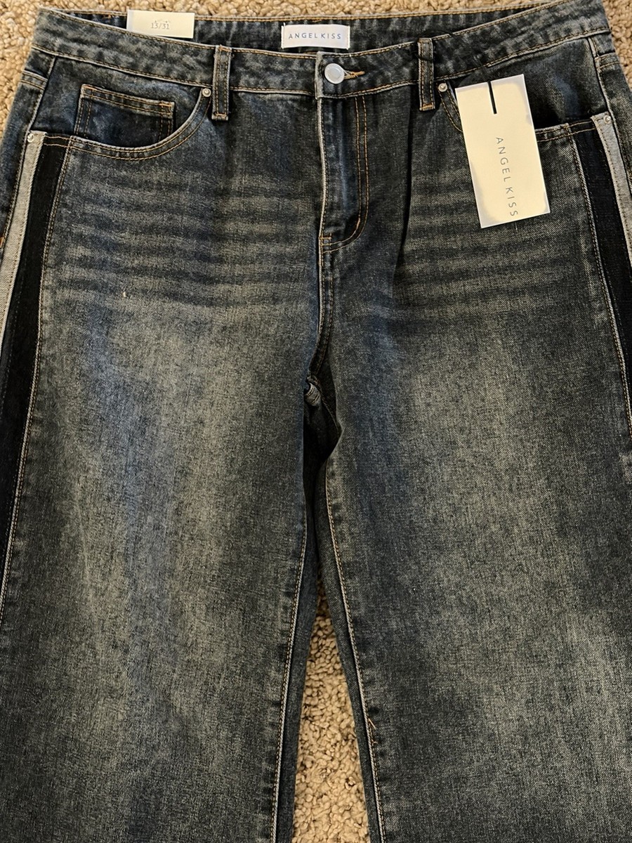 NWT Angel Kiss Jeans Y2K Baggy Denim Pants Dark Wash Sz 13/31 Free NWT Angel Kiss Jeans Y2K Baggy Denim Pants Dark Wash Sz 13/31 Free