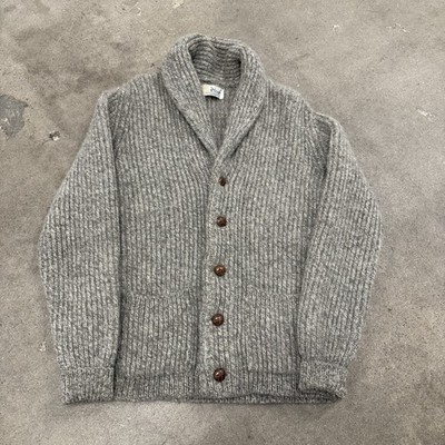 VTG 60s Pringle of Scotland 100% Wool Grey Shawl Collared Cardigan Men s Medium