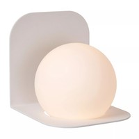 Wandlampe Glas Kugel Weiß IP44 Badezimmer H:16 Cm G9 Wandleuchte Blendarm