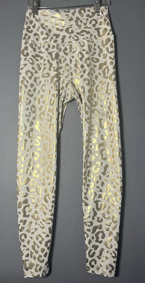 Leggings Cintura Alta Estampado Leopardo Metálico Sin Marca Niñas Talla Pequeña Dorado Foto 2 de 4