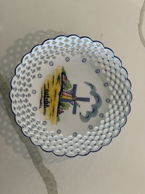 Delftware Dutch Hand Painted Porcelain Bowl - Multi Color Windmill Scene