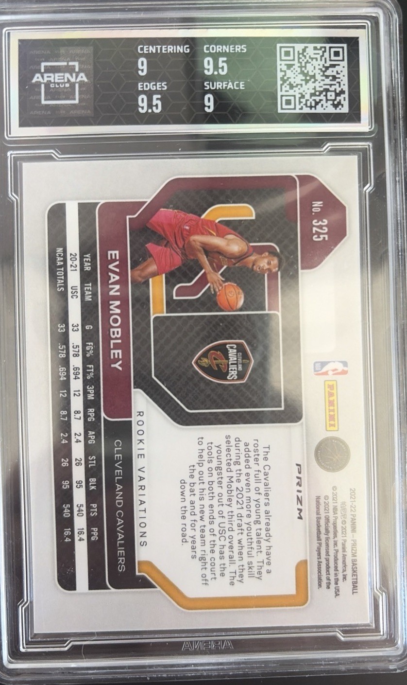 2021-22 Panini Prizm Evan Mobley RC Variation Fast Break Silver Arena Club 9.5