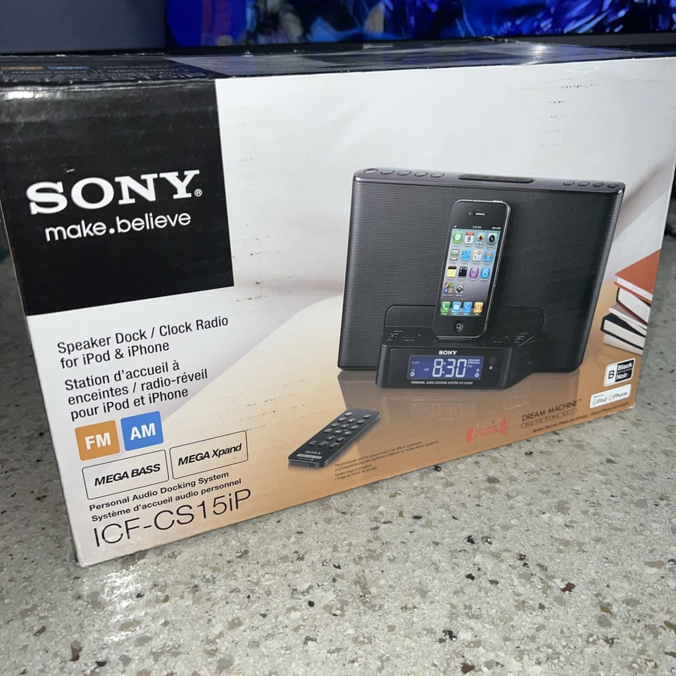 BRAND NEW! Sony Speaker Dock Station Clock Radio For iPhone ICF-CS15iP RARE - Image 3 of 4