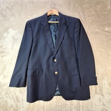 Jos A Bank Blazer Mens 44R Navy Wool Gold Button Sport Coat Jacket Single Vent