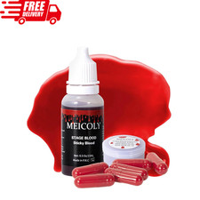 0.5OZ Edible Fake Blood with 6 Packs Empty Capsules,Washable Stage Blood Sangre