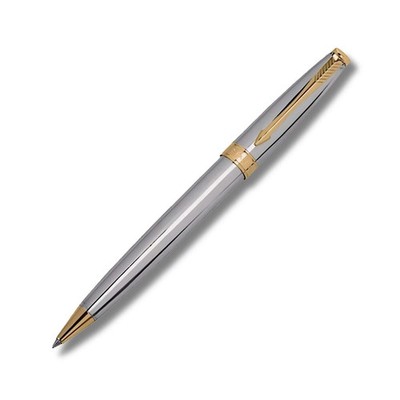Parker Fusion Shiny Chrome Gold Trim Ballpoint Pen - Pack of 3