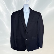 CHAPS Men  s Dark Navy Blue 100 Wool Sport Coat Suit Jacket Blazer 46L