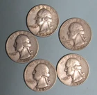 Lot of (5) Pre 1964 Washington Quarters  90% Silver 43S- 49D -54D- 58D- 63P*