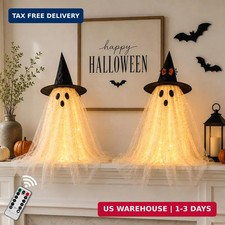 AYGXU 2pcs Halloween Decorations Indoor,Ghost Decor with String Lights Remote Co