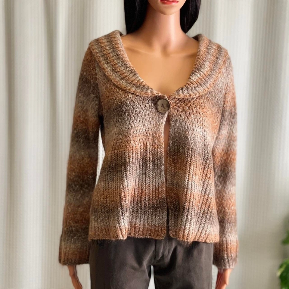 Cárdigan Suéter Tejido Ombre Naranja Marrón Dressbarn De Colección Y2K Grunge Caprichoso L Foto 2 de 4