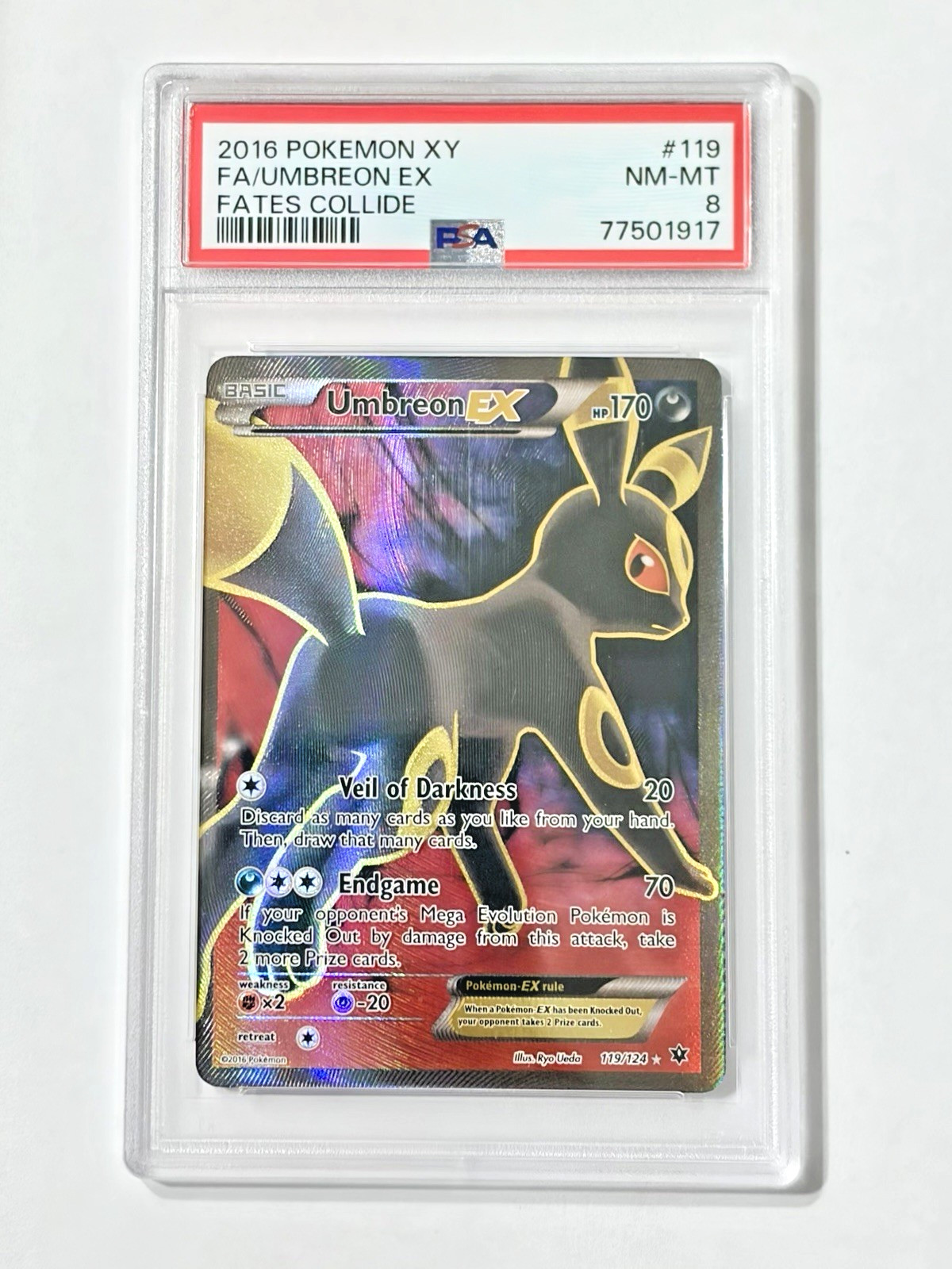 Umbreon EX 119/124 - Pokemon XY Fates Collide 2016 Full Art Holo PSA 8 NM-MT