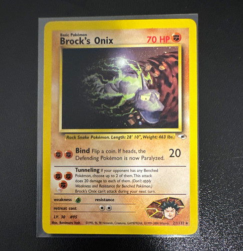 Brock's Onix 21/132 Rare Gym Heroes 1999 English 70 HP Regular