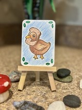 ACEO Original Art Card - Cute Duck in Bread - 2.5in x 3.5in - Bailey Holland
