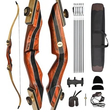 PMZ Archery 60" Takedown Recurve Bow Set Traditional Hunting Bow,Oak Limbs,45lbs