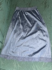 Vtg Vassarette Half Slip Skirt Blue Satin Lace Trim Small Petite F Second Skin