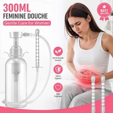 300ml Pump Action Douche Enema Bottle with Nozzle Vaginal Anal Clean Tool Kit