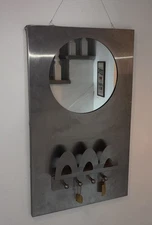 Vintage Round Mirror Entryway Organizer 1970s RARE