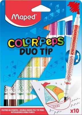 Colorpeps Duo Tip Felt-Tip Pens 10 Colors 2 Tips Washable