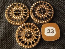 3 Schmucksteine Glas, schwarz mit Gold, ca. 2...