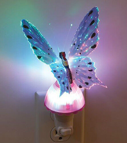 Fiber Optic Butterfly LED Color Change Night Light Lamp - Blue - Picture 1 of 3