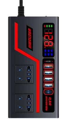 Multifunktions Auto & LKW Ladegerät Wechselrichter mit 8 Port Ausgang - 200W, 12V/24V