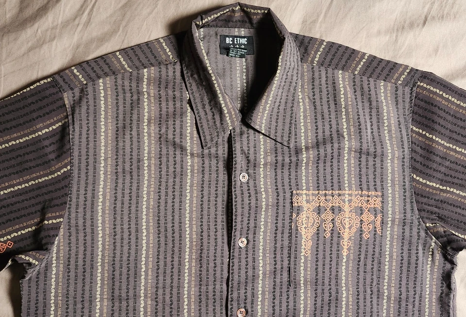 VGT BC Ethic Smooth Custom Fit Shirt Brown Button Up Size Large Made in Korea - Image 2 of 4