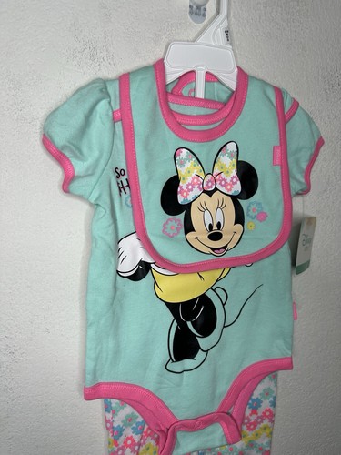 Disney Baby Minnie Mouse Green Pink Full Outfit 6-9months - Picture 3 of 15