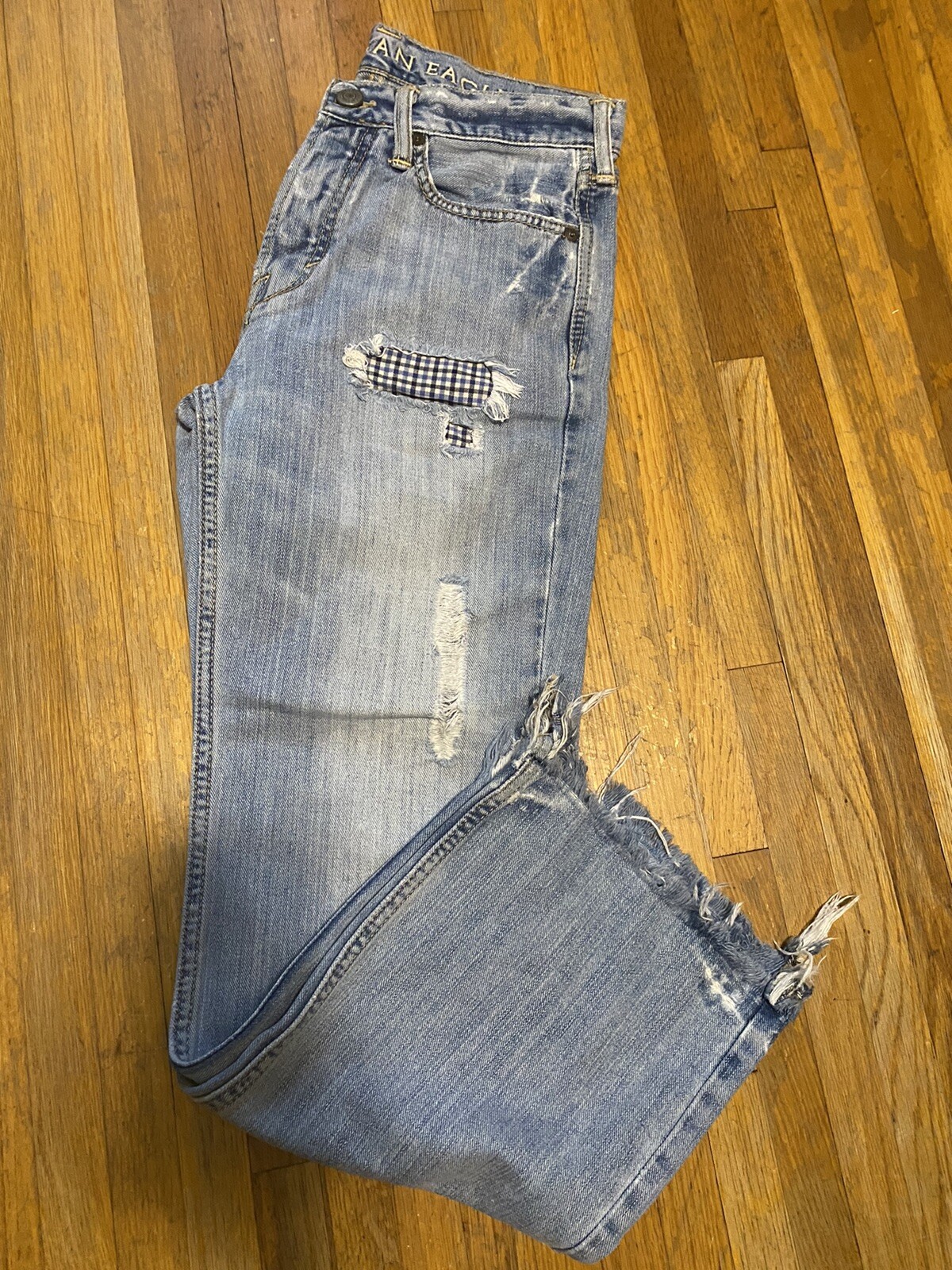 Juniors American Eagle denim patch/distressed jea… - image 3