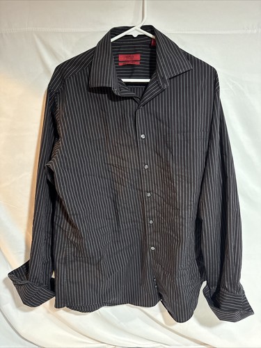 Alfani Fitted Stretch Fabric Button-Up Shirt 16.5 34/35 Large Black,Red, White