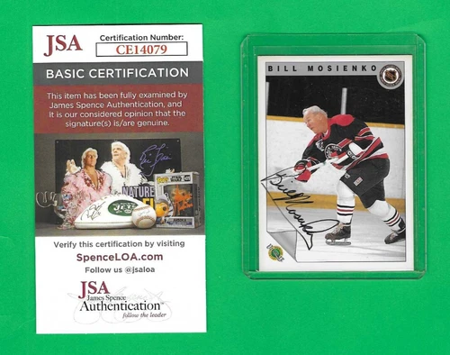 BILL MOSIENKO 1991-92 ULTIMATE CHICAGO BLACKHAWKS JSA AUTHENTIC AUTOGRAPH CARD