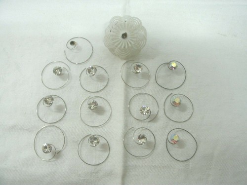 Vtg Hair Accessory- Hairpin Coils Twists Spirals Rhinestone 14 Pcs--1960's