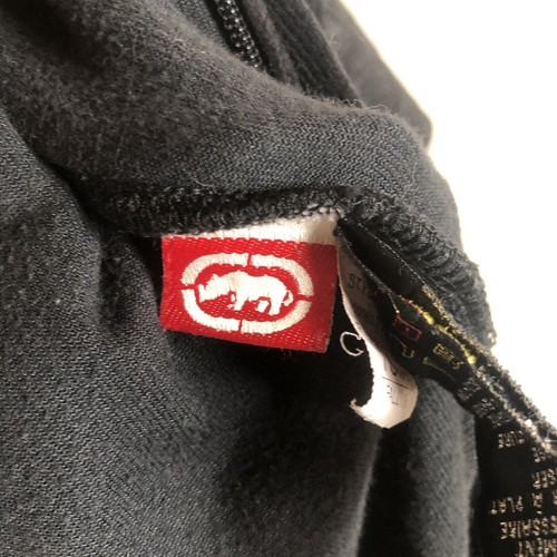 VTG Y2K ECKO Velour Hooded Jumpsuit Women's S Black S/S Zip Up Romper Streetwear - Picture 9 of 21