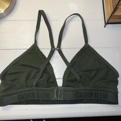 Women's Calvin Klein Lightly Lined Triangle Wirefree Bra size Medium- Dark Green - Picture 2 of 3
