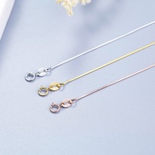 2 Colors Woman REAL s925 Sterling Silver Round Snake Chain Necklace 16'' 18''