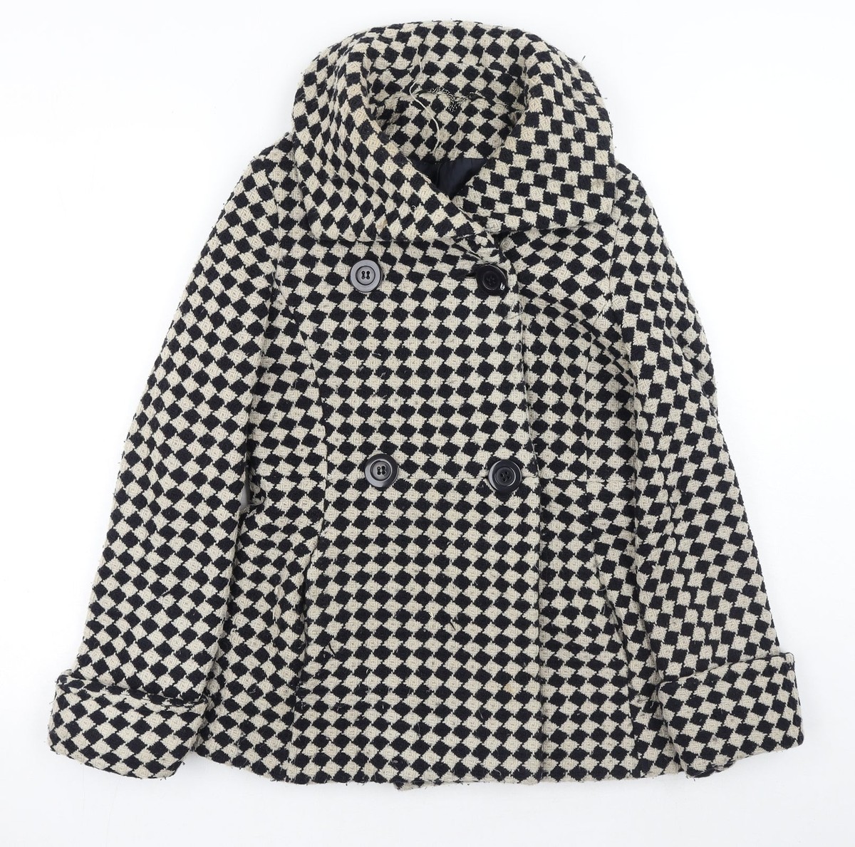 Topshop Womens Black Pea Coat Jacket Size 10 UK