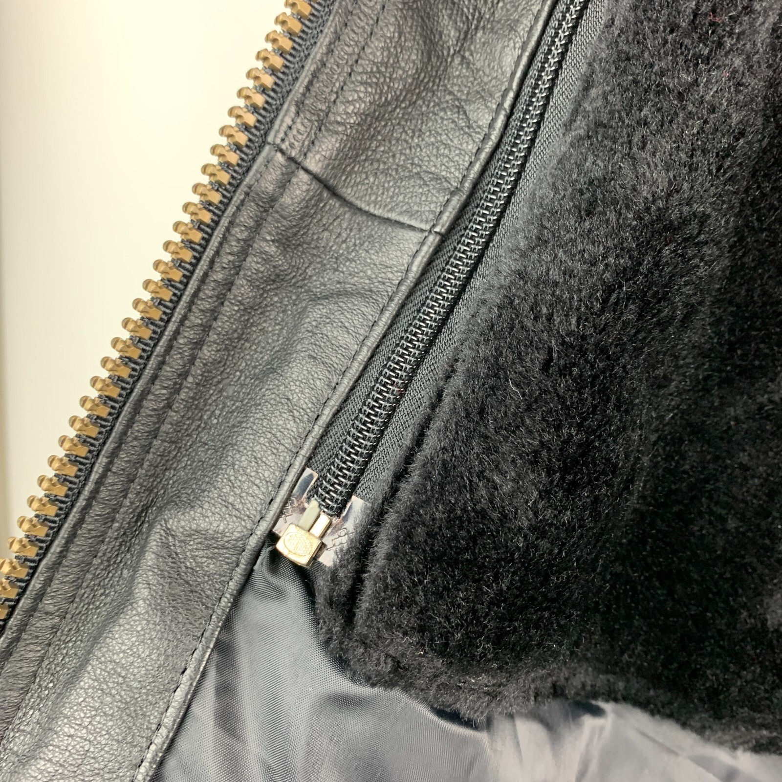 Protocol Bomber Jacket Black Leather Collared Zip… - image 11