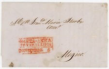 Mexico STAMPLESS-RED SANTA ANNA(negative,letters outined)(DE TAMAULIPAS-NOVIEMBR