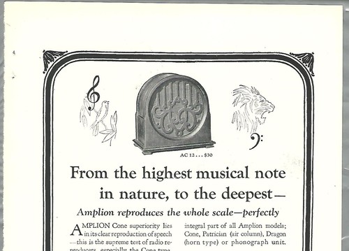 1927 Amplion Speaker advertisement, AMPLION ad, model AC 12 radio speaker - Bild 2 von 3