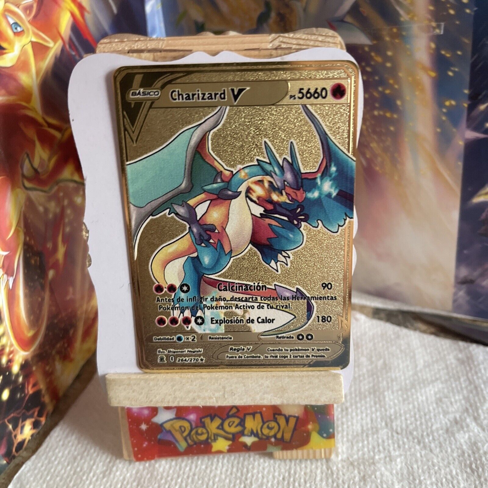 Cartas Español Spanish Metal Cards Vmax Charizard Pikachu Gold