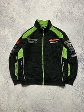 Vintage Kawasaki Quattro Moto Racing Fleece Jacket Y2K Men’s Size L
