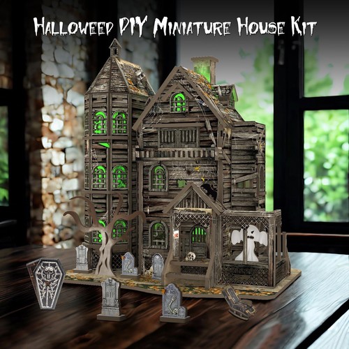 DIY Miniature House Kits for Adults - Halloween Haunted House Mini Dollhouse ... - Picture 2 of 8