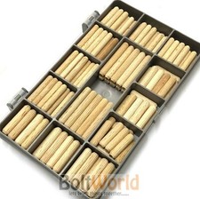170 ASSORTED 5mm 6mm HARDWOOD DOWELS WOODEN CHAMFERED FLUTED PIN WOOD BEECHWOOD