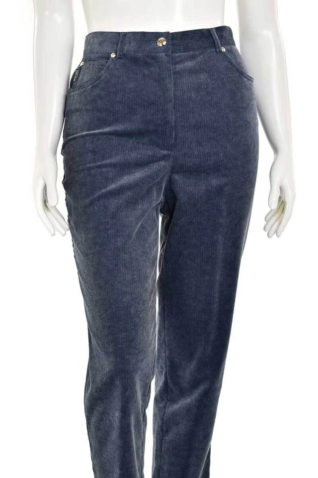 Pantalones de mezclilla Escada Margaretha Ley de pana suave talla 14/44 índigo azul apagado cordones finos Foto 3 de 4