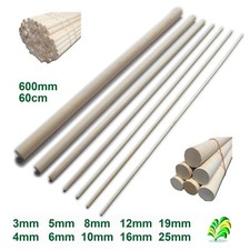 10 pack - 60cm 600mm Hardwood Wooden Dowels / Craft Sticks - Pick How Thick