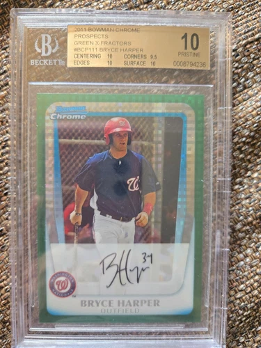 2011 Bowman Chrome - Prospects Bryce Harper #BCP111 Green X-Fractor (RC) Psa 10