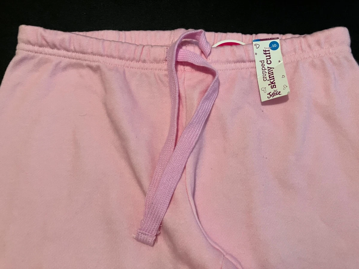 Pantalones deportivos Justice súper suaves capri para niña talla 10 con cordón cintura irregular