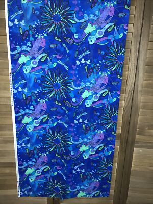 Vintage SPRINGS Cotton Fabric Sky Marine Cobalt Blue Quilt Craft 2 Yds 42  w