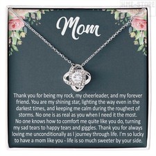 Thank You Mom Necklace Knot Pendant Mother's Day Gift from Son Daughter To Mommy