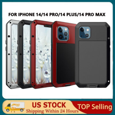 For iPhone 13 14 15Pro Max Heavy Duty Protection Phone Case Armor Metal Aluminum